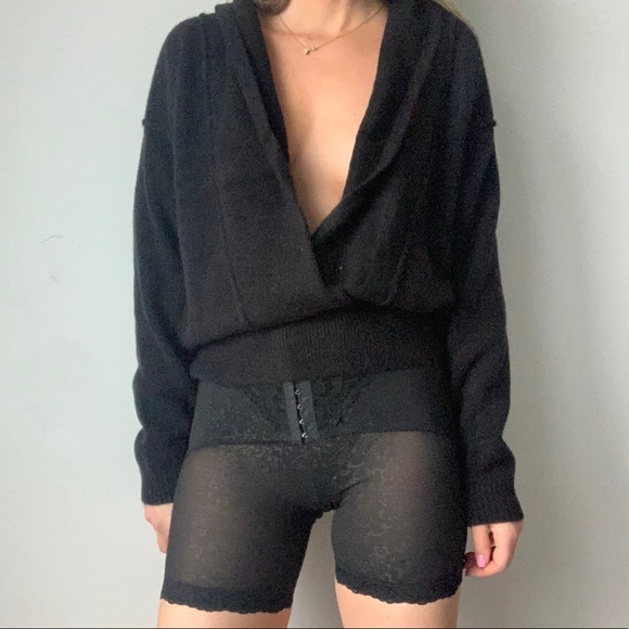 Free People Sweaters - New Free People Black Faux Wrap Knit Sweater Small